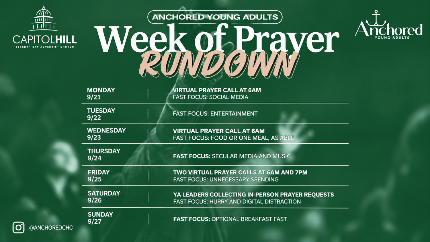 Young Adult Week of Prayer (September 20 - 27)